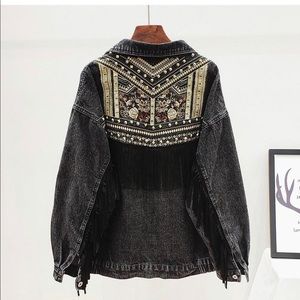 Western embroidered and fringe denim jacket